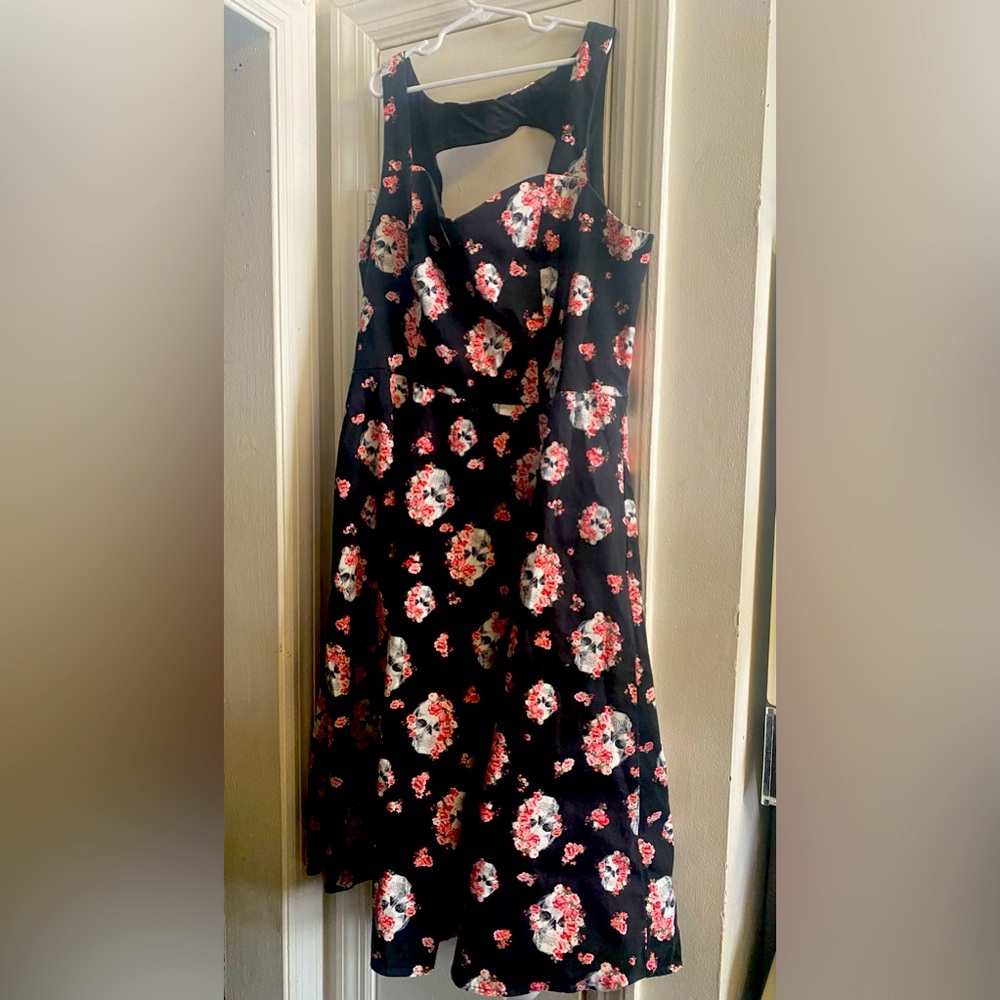 TORRID retro skull and roses swing dress